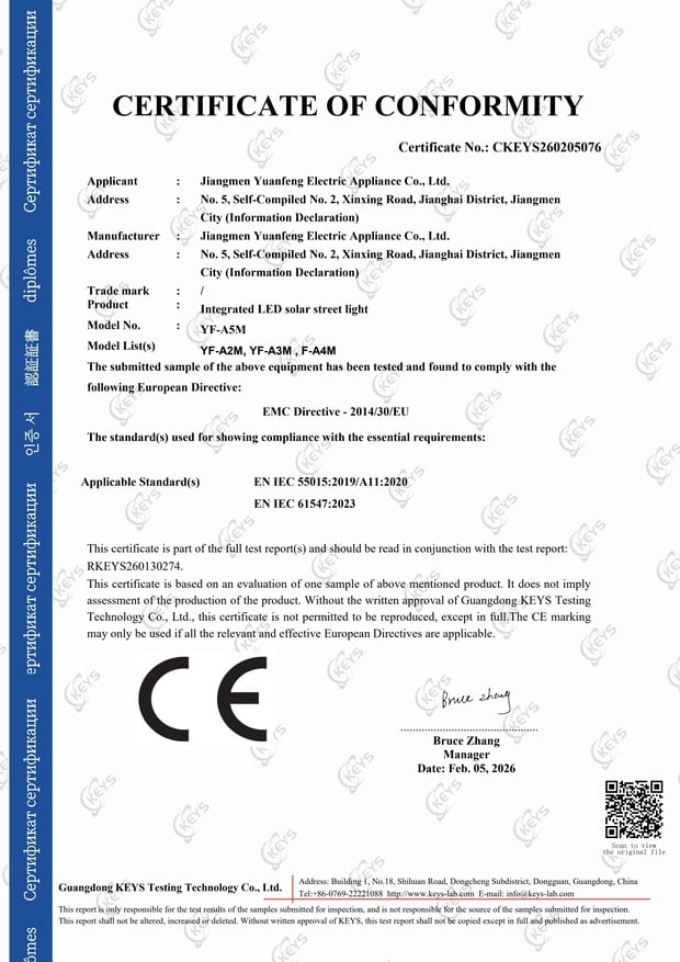 CE and RoHS certification document