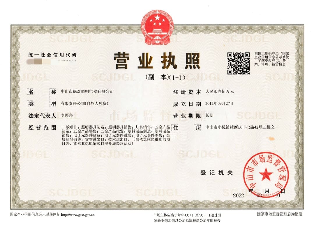 Business License established 2012